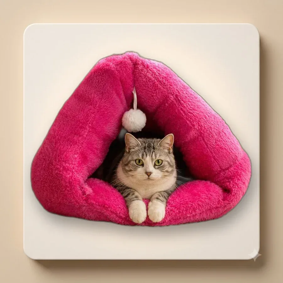 Cama iglu pequeña con pompon