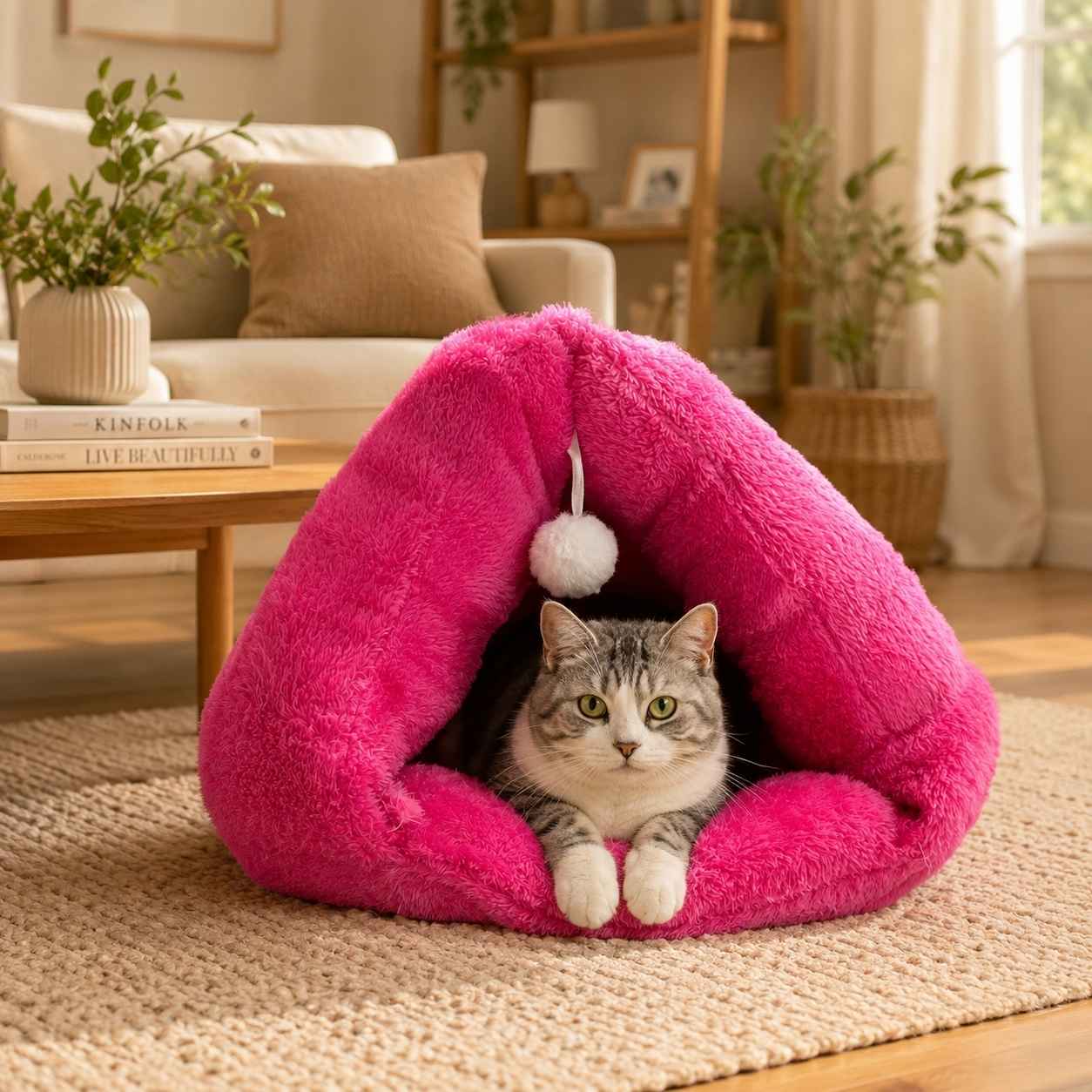 Cama iglu pequeña con pompon