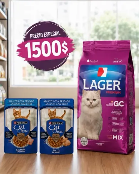 Lager gato + regalo cat chow